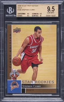 2009/10 Upper Deck First Edition Gold Star Rookies #196 Stephen Curry Rookie Card - BGS GEM MINT 9.5